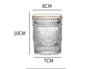 BỘ 6 CỐC THỦY TINH CHỊU NHIỆT CAO CẤP  UỐNG NƯỚC HOA VĂN TRỐNG ĐỒNG DẬP NỔI - ANTH674