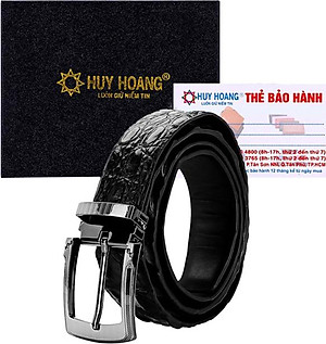 Thắt Lưng Nam Da Cá Sấu Gai Lưng Đầu Kim Huy Hoàng HT4727 - Đen