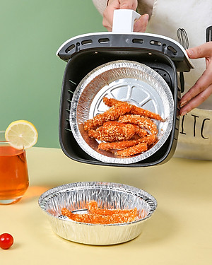 Khay giấy bạc lót nồi chiên không dầu (set 10 cái) tái sử dụng