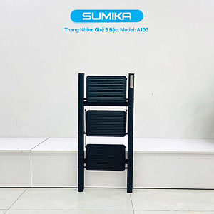 Thang nhôm ghế gia đình 3 bậc SUMIKA A103, chiều cao 68cm