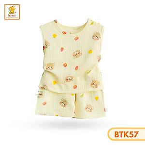 Đồ bé gái Babiboo bộ sát nách vải muslin thông thoáng, họa tiết đáng yêu BTK57