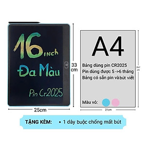 Bảng Viết Cảm Ứng Điện Tử 3D Đa Sắc 16 Inch Thông Minh Tự Xóa Dành Cho Bé - Bảng Vẽ Đồ Họa Bút Dạy Học LCD MÀU TRẮNG - Hàng Chính Hãng