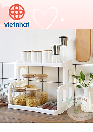Kệ gia vị 2 tầng bằng nhựa cao cấp VIỆT NHẬT - giúp căn bếp luôn gọn gàng sạch sẽ