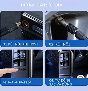 Máy Bơm Lốp Xe Máy Xe Đạp Không Dây Thế Hệ Mới 2025 150PSI LED Display Nhỏ Gọn Mạnh Mẽ Tự Động Ngắt Khi Đủ Hơi