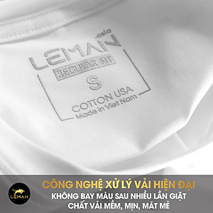 Áo thun nam T-Shirt Leman TS01 Cotton Compact màu trắng Regular Form