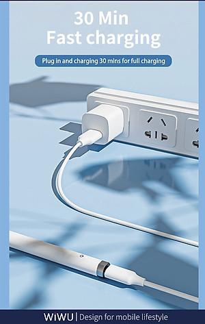 Bút cảm ứng Wiwu Pencil L Dành cho Ipad làm bằng hợp kim nhôm, thiết kế từ tính bảo vệ bút khỏi bị lăn và rơi - Hàng chính hãng