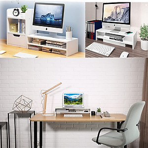 Kệ Gỗ Để Màn Hình Bàn Làm Việc 2 Tầng SIB Decor KDB03
