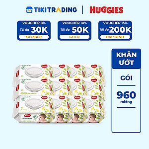 Combo 12 Khăn Ướt Dịu Nhẹ Cho Trẻ Sơ Sinh Huggies (80 Tờ/Gói)