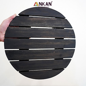 Đế Lót Chậu Cây Có Bánh Xe Thương Hiệu ANKAN, Đế Để Chậu Cây Cảnh, Có Bánh Xe, Mặt Tròn Bằng Gỗ Tràm, Màu Đen Đường Kính 35 Cm, Tải Trọng 80kg, Thích Hợp Để Đặt Chậu Cây Trong Nhà, Ngoài Trời, Tiện Lợi Di Chuyển