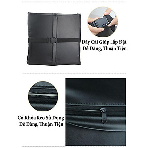 Đệm Tựa Lưng Massage bọc da trên xe oto- Màu Đen Chỉ Đỏ