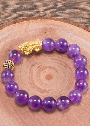 Vòng tay đá thiên nhiên phối charm tỳ hưu bạc mạ vàng 24k size hạt 12mm - Ngọc Quý Gemstones