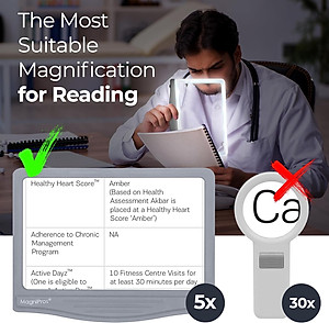 Kính lúp đọc sách cỡ lớn cao cấp Magnipros 1820GY+ST- FBA (5X, có đèn led 3 chế độ màu vô cấp để giảm mỏi mắt, có khung đỡ) (Hàng chính hãng)