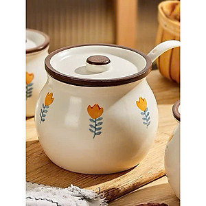 HŨ ( ÂU ) 1200ML BẰNG SỨ ĐỰNG MỠ, THỐ SỨ ĐỰNG GIA VỊ, CÓ NẮP + THÌA, CHỊU NHIỆT CAO, HŨ MUỐI DƯA HỌA TIẾT HOA LÁ XINH - HÀNG CHÍNH HÃNG MINIIN