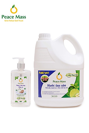 Combo Sản Phẩm Gốc Thực Vật LSB2 Peace Mass - Nước Lau Sàn TD Chanh Sả - Bạc Hà 3.6l + Nước Rửa Tay 340ml (Thuộc nhóm Sản phẩm Lành tính )