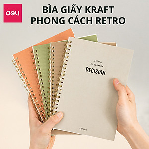 Sổ Lò Xo Kép A5 Deli - Sổ Gáy Xoắn 120 Trang Giấy Kẻ Ngang Chống Lóa - Sổ Tay Tập Vở Học Sinh Ghi Bài Takenote Planner