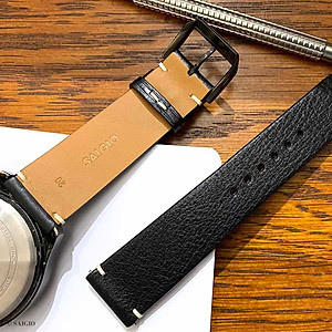 Dây Da Đồng Hồ Nam, 100% Da Bò Thật, Kiểu Dáng Vintage Phẳng Mỏng, Mặt Lót Chống Thấm Mồ Hôi, Tích Hợp Lớp Gia Cố Chống Giãn Đặc Biệt, Phụ Kiện Khóa và Chốt Bằng Thép Không Gỉ 316L - Thương Hiệu SAIGIO