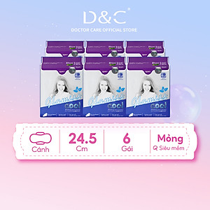 Combo 6 Băng vệ sinh thảo dược Glamiss Cool BVS ban ngày 24cm siêu khô thoáng cả ngày dài