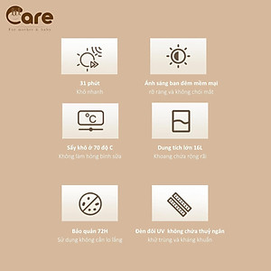 Máy tiệt trùng UV Lilcare công suất 180W, điện áp 220-240V, 50-60Hz, chất liệu nhựa PP và thép không rỉ, dung tích 16L - Hàng chính hãng