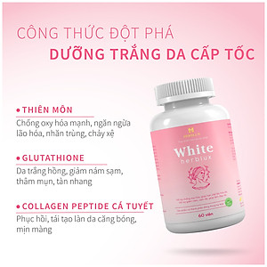 Viên Uống Trắng Da WHITE HERBLUX Chống Lão Hóa Dưỡng Cấp Ẩm Da Mặt Body Căng Bóng Giảm Thâm Nám Tàn Nhang Mụn Bổ Sung Collagen Đông Trùng Hạ Thảo Tăng Nội Tiết Tố Nữ