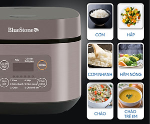 Nồi Cơm Điện Tử BlueStone RCB-5946 - Dung Tích 1,5 lít  - Công suất 860W - Lòng nồi phủ chống dính cao cấp an toàn sức khỏe - 6 chế độ cài đặt sẵn - Bảo hành 2 năm - Hàng chính hãng
