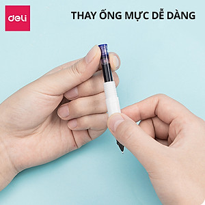 Set 2 bút máy học sinh kèm ống mực xanh cao cấp Deli, bút luyện viết chữ đẹp, tập viết chính tả họa tiết dễ thương