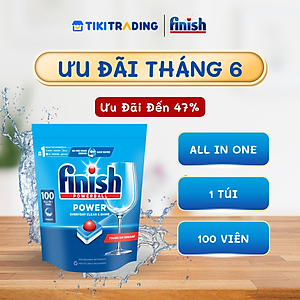 Viên Rửa Chén Bát Hương Chanh Finish Powerball Power All In 1 Max - Túi 100 viên siêu tiết kiệm