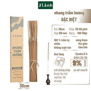 Nhang Trầm Hương Đặc Biệt  3 Lành Dài 23-30-40cm, Hộp 100-400gr Sạch Tự Nhiên 100% Không Hóa Chất 7-12 Năm Trầm Thờ Cúng Dâng Hương Xông Nhà