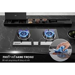 Bếp gas âm kính Sunhouse SHB8836, Mặt kính cường lực siêu bền, Có cảm biến tự động ngắt gas, Hàng chính hãng - Bảo hành 24 tháng tại nhà