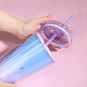 Ly nhựa 2 lớp LocknLock kèm ống hút Dream star Double wall cold cup 750ml HAP522