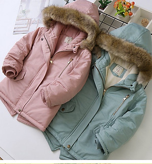 Áo khoác Parka lót lông cừu bé gái 4-14 tuổi