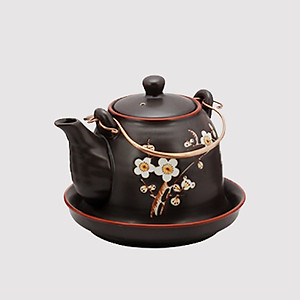 Bộ ấm chén tử sa khắc hoa Đào chính hãng gốm sứ Bát Tràng (bộ bình uống trà, bình trà) 