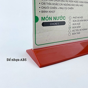 Kệ mica 2 mặt Enter E20 100x210mm đế màu, Kệ menu nhà hàng, Standee mica để bàn, Bảng quét mã QR Code