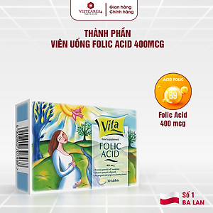 [Mua 2 tặng 1] Viên Uống Bà Bầu Folic Acid 400mcg Tablets | Giúp Bổ Sung Folic Acid - Nhập Khẩu Chính Hãng
