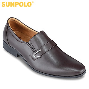 Giày tây nam da bò đế cao su mũi nhọn SUNPOLO SKT116 phiên bản nâu
