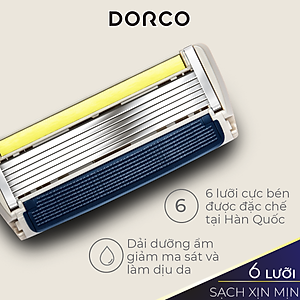 DORCO PACE 6 - Dao Cạo Hàn Quốc 6 Lưỡi - Hộp Gồm 4 Đầu Cạo