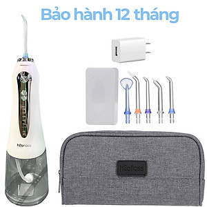 Tăm nước cầm tay H2ofloss HF-6. Tăm nước 5 chế độ, 5 đầu tăm đa chức năng, túi vải đựng máy, pin sử dụng tối đa 21 ngày, tặng kèm củ sạc nguồn thấp