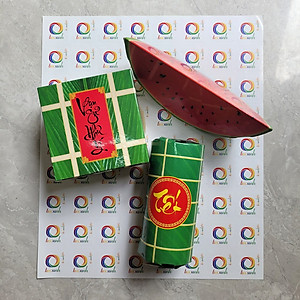 Set dưa hấu bánh chưng bánh tét trang trí tết bằng giấy