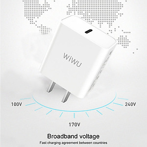 Adapter cóc củ sạc Type C sạc nhanh 20W chuẩn PD Type C 3.0 và Quickcharge 3.0 hiệu WIWU Comet RY-U56 trang bị công nghệ chip sạc thông minh, thiết kế siêu nhỏ gọn, cổng cắm US-UK - Hàng nhập khẩu