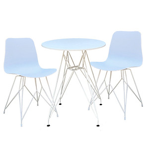 Bàn tiếp khách Bàn cafe mặt tròn 60 cm gỗ sơn hiện đại chân thép sơn tĩnh điên trắng đen TE DSR - 06W tại HCM