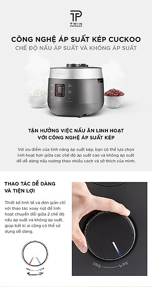 Nồi cơm điện tử áp suất kép Cuckoo 1.08L CRP-ST0610FG - Lòng nồi phủ men Xwall độc quyền - Bảng điều khiển thông minh - Nhiều chế độ nấu ăn - Sản xuất tại Hàn- Hàng chính hãng Cuckoovina Quốc- Chính hàng Cuckoovina