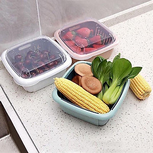 Bộ Rổ Vuông Kèm Thau Và Nắp Đậy Tiện Dụng - Hàng Loại 1- Giao Màu Ngẫu Nhiên