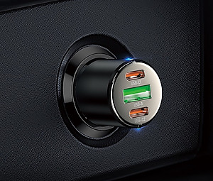 Tẩu sạc nhanh cho ô tô cao cấp 45W với 2 cổng Type C và 1 cổng USB OLAPLE - Hàng nhập khẩu