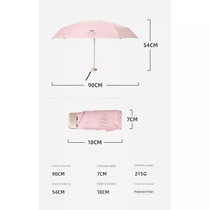 Dù Mini Gấp Gọn  UPF50+ 2 Lớp Chống UV Tia Cực Tím ( Ô Che Mưa Nắng Bỏ Túi Văn Phòng Kích Thước Siêu Nhỏ 18cm ) - Hàng Chính Hãng MINIIN