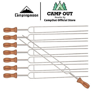 Đồ cắm trại bộ 8 xiên nướng BBQ campingmoon campoutvn dùng với bếp than hoa inox du lịch dã ngoại sang trọng glamping A186