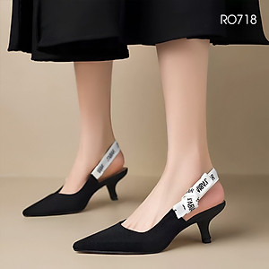 Giày cao gót nữ mũi nhọn, quai sau ROSATA RO718 -5p- Đen - HÀNG VIỆT NAM-BKSTORE