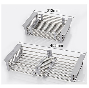 Chậu rửa bát Korea sus304 8245 2 hố lệch - Giá rau củ đi kèm