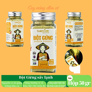 Bột gừng hữu cơ sấy lạnh Dalahouse 50gr - Nguyên màu, nguyên mùi, nguyên vị - Tiện dụng, không tốn công bóc vỏ, giã đập, say nghiền, rửa đồ nghề chế biến