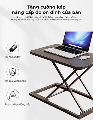Bàn nâng hạ 2 tầng điều chỉnh chiều cao, bàn làm việc đứng gấp gọn thông minh - GN72