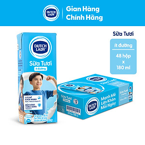 Thùng 48 Hộp Sữa Tươi Tiệt Trùng Dutch Lady Cô Gái Hà Lan ít đường 180ml