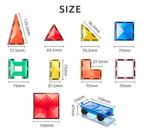 Đồ chơi xếp hình nam châm ánh sáng cầu vồng Mideer Colorful Magnetic Tiles cho bé từ 3 tuổi trở lên